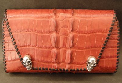画像3: Crocodile W-Spine Tail Wallet With Skull Button