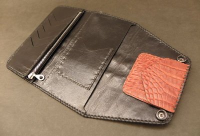 画像9: Crocodile W-Spine Tail Wallet With Skull Button