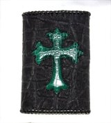 Crocodile Flank Cross Inlay Elephant Short Wallet