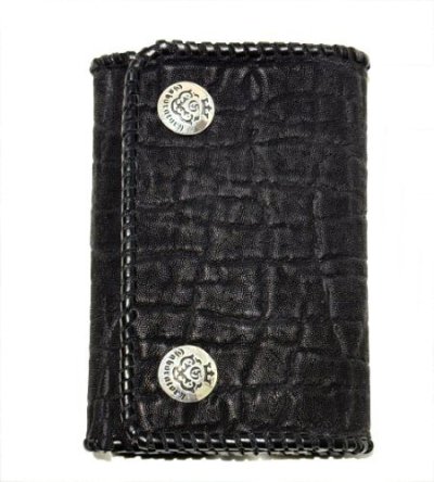 画像2: Crocodile Flank Cross Inlay Elephant Short Wallet