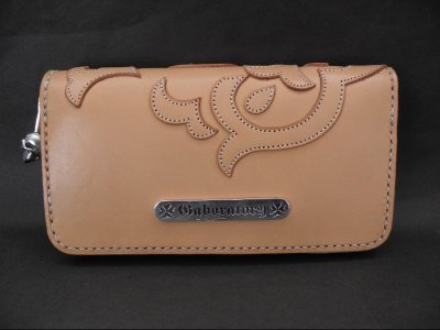 画像2: Atelier Mark Overlay Saddle Leather Round Zip Wallet (Natural)