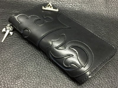 画像7: G&Crown Overlay Saddle Leathe Round Zip Wallet (Black&Blue)