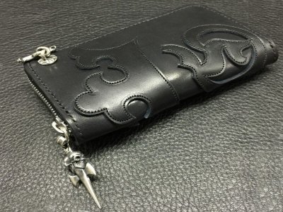 画像3: G&Crown Overlay Saddle Leathe Round Zip Wallet (Black&Blue)