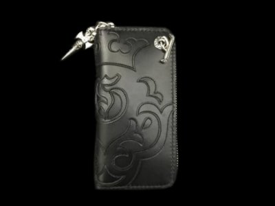 画像1: Atelier Mark Overlay Saddle Leather Round Zip Wallet (Slim Type・Black)