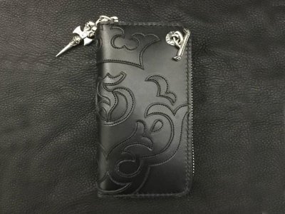 画像2: Atelier Mark Overlay Saddle Leather Round Zip Wallet (Slim Type・Black)
