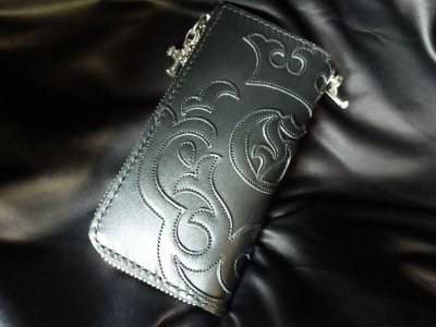 画像1: Atelier Mark Overlay Saddle Leather J -Zipper Wallet (Slim Type・Black)