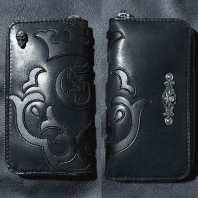 画像1: [現品限り2025年内納品OK] G&Crown Quarter Cross Oval With Crown Atelier Mark Overlay Saddle Leather Round Zip Wallet 