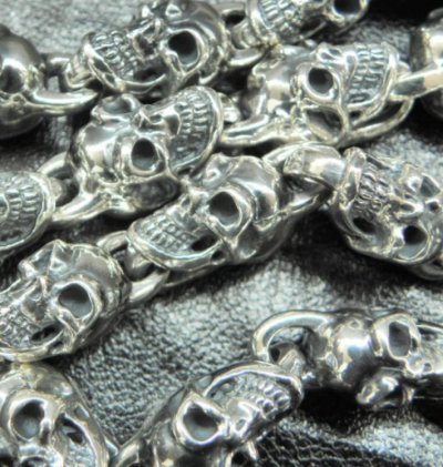 画像5: Skull Crown Clip & Long Neck Bulldog With All Half Skull Links Wallet Chain