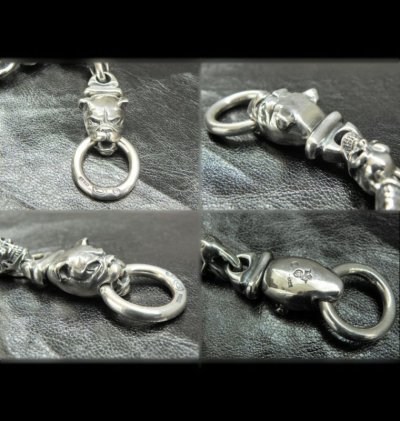 画像8: Skull Crown Clip & Long Neck Bulldog With All Half Skull Links Wallet Chain