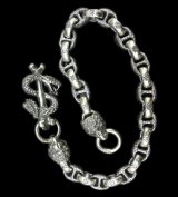 Snake Keeper With 2Lions & Maltese Cross H.W.O Chiseled Anchor Links Wallet Chain