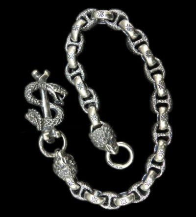 画像1: Snake Keeper With 2Lions & Maltese Cross H.W.O Chiseled Anchor Links Wallet Chain
