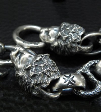 画像16: Snake Keeper With 2Lions & Maltese Cross H.W.O Chiseled Anchor Links Wallet Chain