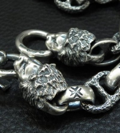 画像14: Snake Keeper With 2Lions & Maltese Cross H.W.O Chiseled Anchor Links Wallet Chain