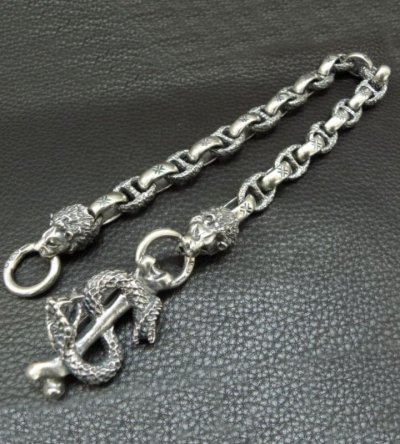画像3: Snake Keeper With 2Lions & Maltese Cross H.W.O Chiseled Anchor Links Wallet Chain