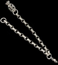 Skull On Crown Cross Oval Keeper With All H.W.O Links & Single Skull Drop Chain