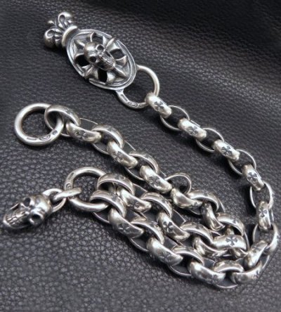 画像15: Skull On Crown Cross Oval Keeper With All H.W.O Links & Single Skull Drop Chain