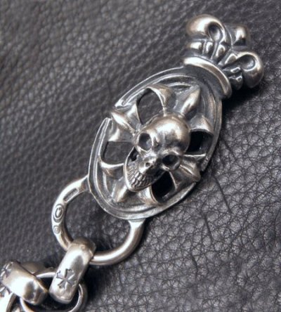 画像14: Skull On Crown Cross Oval Keeper With All H.W.O Links & Single Skull Drop Chain