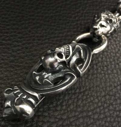 画像6: Skull On Crown Sculpted Oval Keeper With 2Lions & 13Skull Links Wallet Chain