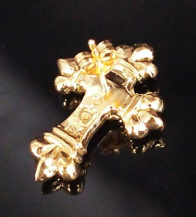 画像6: 18k Gold 1/64 4Heart Crown Cross With Diamond Pierce