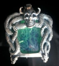 Midium Buffalo Skull & Louder Snake With Fluorite Pendant