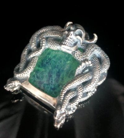 画像3: Midium Buffalo Skull & Louder Snake With Fluorite Pendant