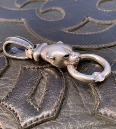 画像3: Long Neck Panther With ZAZA Floating 6.5mm 1Ct  Moissanite O-Ring Pendant