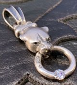 Long Neck Panther With ZAZA Floating 6.5mm 1Ct  Moissanite O-Ring Pendant