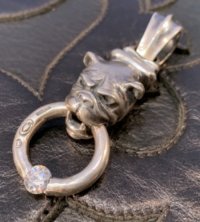 Long Neck Bulldog With ZAZA Floating 6.5mm 1Ct  Moissanite O-Ring Pendant
