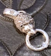 Lion With ZAZA Floating 6mm 1Ct  Moissanite O-Ring Pendant