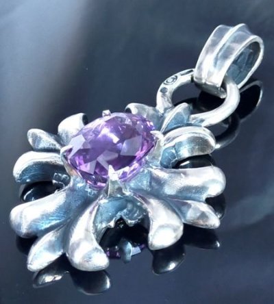 画像9: 49ct.Purple Kunzite With Grooved Short Cross Pendant