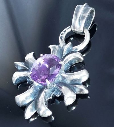 画像3: 49ct.Purple Kunzite With Grooved Short Cross Pendant