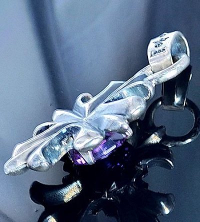 画像6: 49ct.Purple Kunzite With Grooved Short Cross Pendant