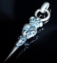 Triple Skull With Crown Dagger With Super CZ Diamond Pendant