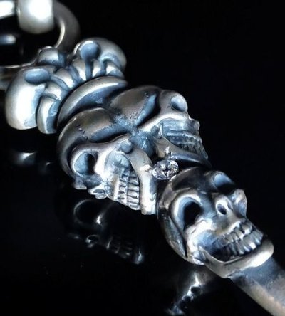 画像6: Triple Skull With Crown Dagger With Super CZ Diamond Pendant