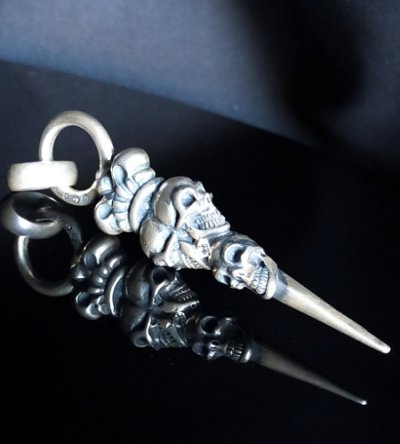 画像2: Triple Skull With Crown Dagger With Super CZ Diamond Pendant