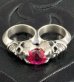 画像2: Pink Sapphire Devil Skull Triangle Wire Bangle 2Finger Ring (2)