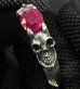 画像12: Pink Sapphire Devil Skull Triangle Wire Bangle 2Finger Ring