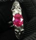 画像10: Pink Sapphire Devil Skull Triangle Wire Bangle 2Finger Ring