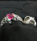 画像18: Pink Sapphire Devil Skull Triangle Wire Bangle 2Finger Ring