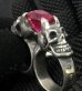 画像16: Pink Sapphire Devil Skull Triangle Wire Bangle 2Finger Ring