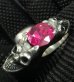 画像17: Pink Sapphire Devil Skull Triangle Wire Bangle 2Finger Ring