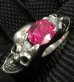 画像15: Pink Sapphire Devil Skull Triangle Wire Bangle 2Finger Ring
