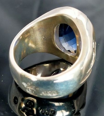 画像7: Facet Cut Blue Sapphire Signet Zaza Ring