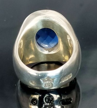 画像6: Facet Cut Blue Sapphire Signet Zaza Ring