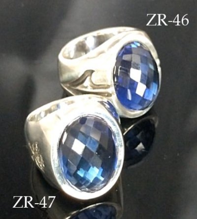 画像9: Facet Cut Blue Sapphire Signet Zaza Ring