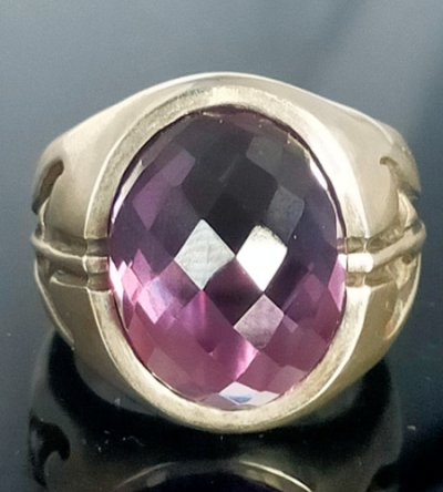 画像1: Facet Cut Change Color Purple Sapphire Signet Zaza Ring