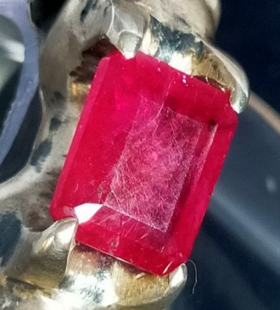 画像8: Ruby Half Devil Skull Triangle Wire Bangle Ring