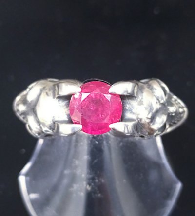 画像5: Ruby Half Devil Skull Triangle Wire Bangle Ring
