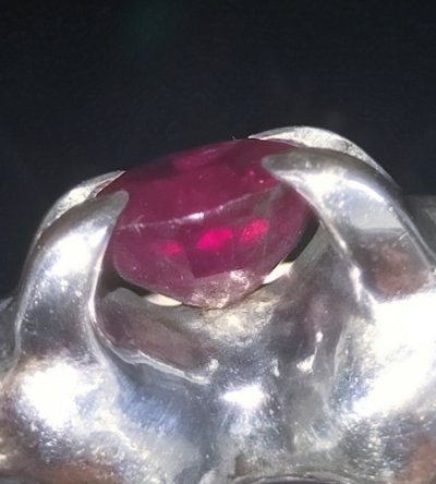 画像3: Ruby Half Devil Skull Triangle Wire Bangle Ring