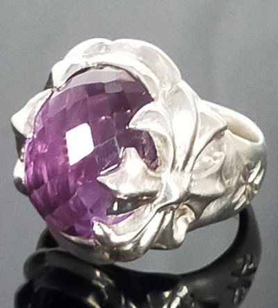 画像1: Facet Cut Change Color Purple Sapphire Zaza Ring